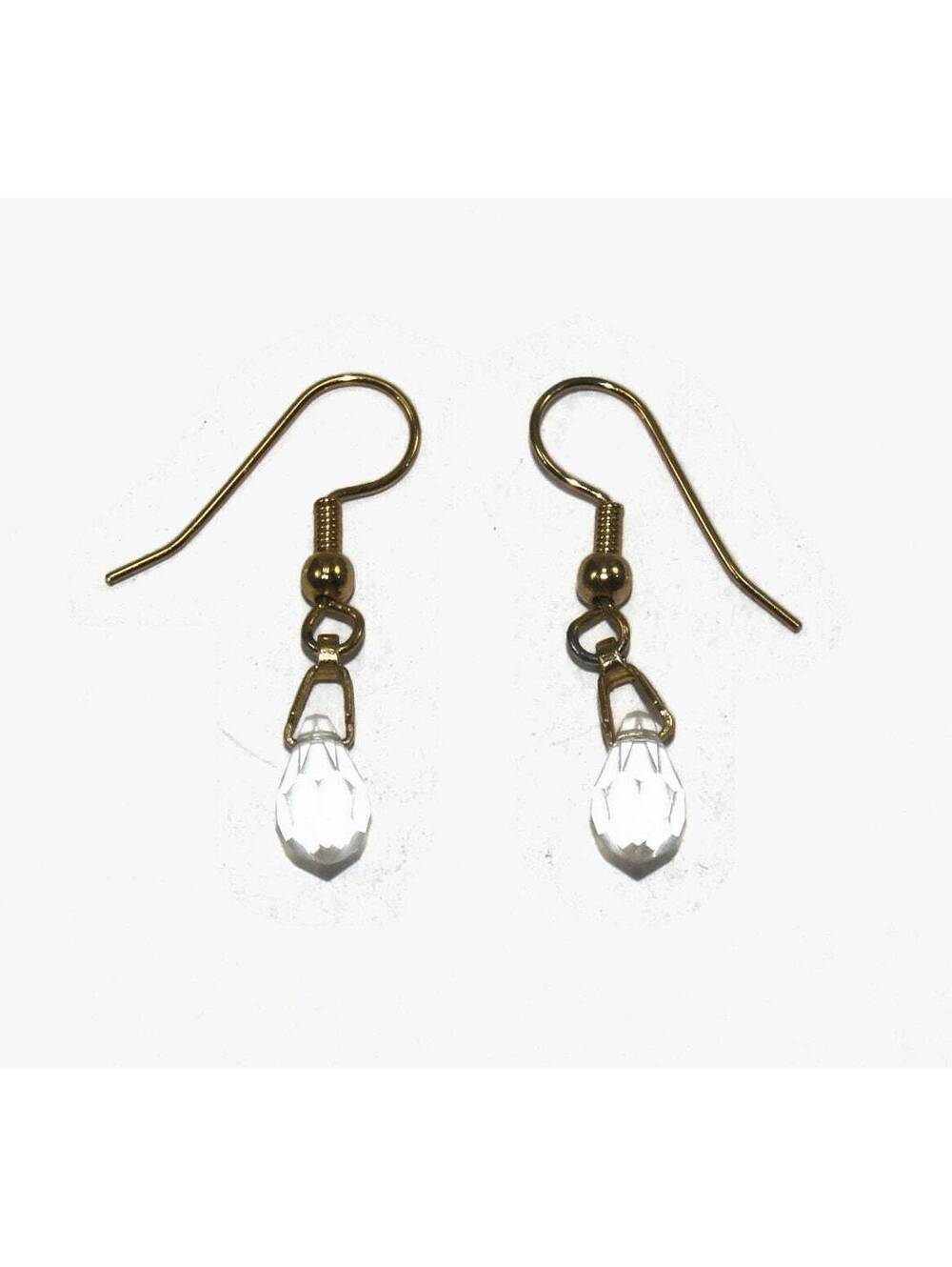Vintage Gold Tone and Faceted Crystal Dangle Earrings with Hook Backs.